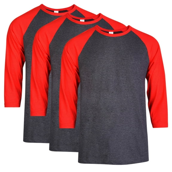 3 Packs of Top Pro Men's 3/4 Sleeve Crew Neck Raglan Jersey Baseball Tee Shirts