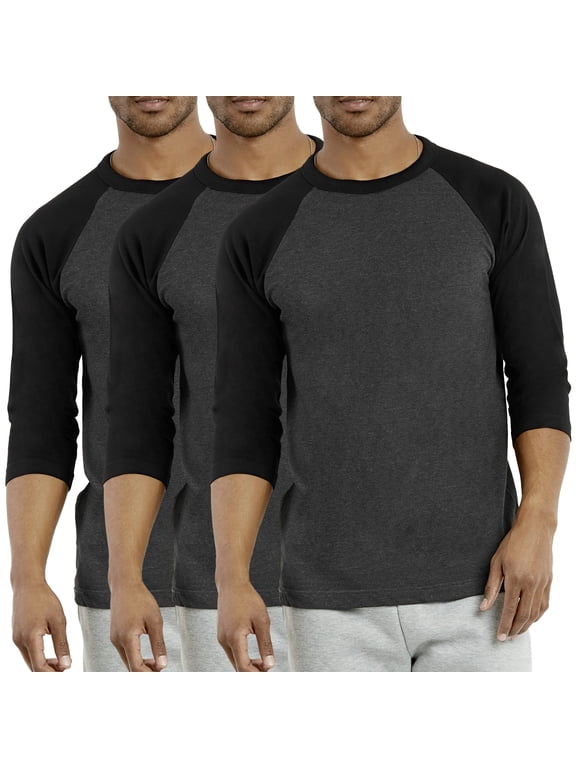 3 Packs of Top Pro Men's 3/4 Sleeve Crew Neck Raglan Jersey Baseball Tee Shirts
