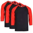 thumbnail image 1 of 3 Packs of Top Pro Men's 3/4 Sleeve Crew Neck Raglan Jersey Baseball Tee Shirts, 1 of 2