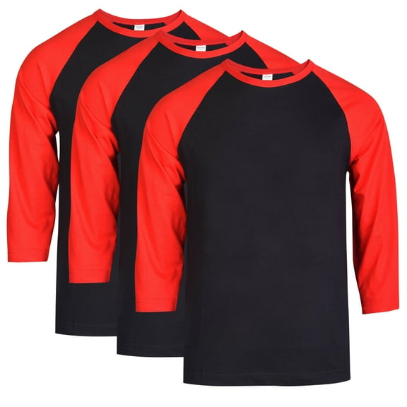 3 Packs of Top Pro Men's 3/4 Sleeve Crew Neck Raglan Jersey Baseball Tee Shirts
