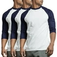 thumbnail image 1 of 3 Packs of Top Pro Men's 3/4 Sleeve Crew Neck Raglan Jersey Baseball Tee Shirts, 1 of 4