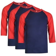 3 Packs of Top Pro Mens 3/4 Sleeve Crew Neck Raglan Jersey Baseball Tee Shirts