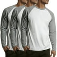 thumbnail image 1 of 3 Packs of Top Pro Men's 3/4 Sleeve Crew Neck Raglan Jersey Baseball Tee Shirts, 1 of 4