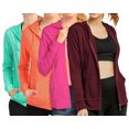 thumbnail image 1 of 3 Packs of Women's Lightweight Cotton Blend Long Sleeve Zip Up Thin Hoodie Jacket, 1 of 4