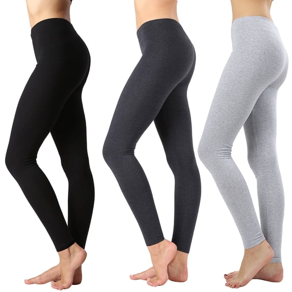 3 Packs of Zenana Women Premium Cotton High Waist Full Ankle Length Leggings