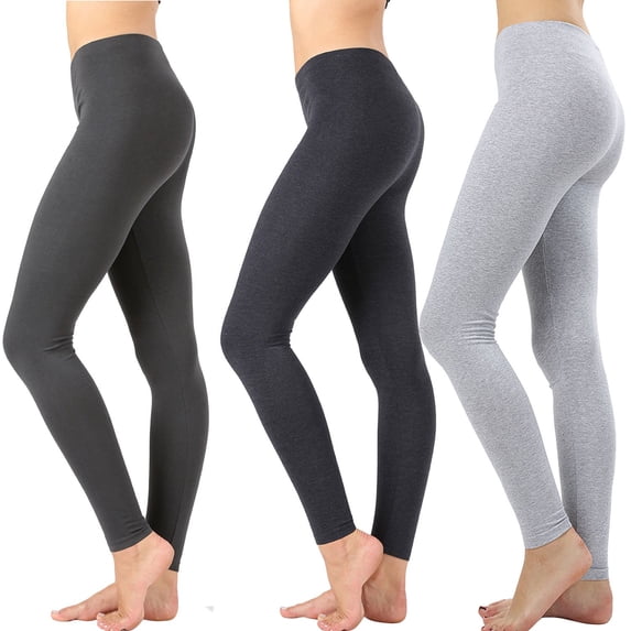 3 Packs of Zenana Women Premium Cotton High Waist Full Ankle Length Leggings