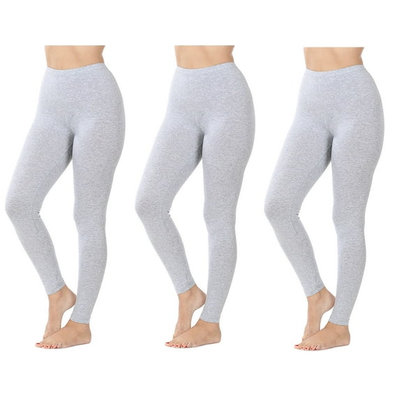 3 Packs of Zenana Women Premium Cotton High Waist Full Ankle Length Leggings