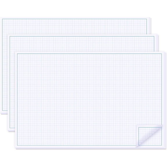 3 Pads 11X17 Inches Graph Paper, Large Grid Paper, Two Side Drafting Paper, Architect Graph Paper, Blueprint Paper(4 Squares Per Inch, 50 Sheets Each Pad)