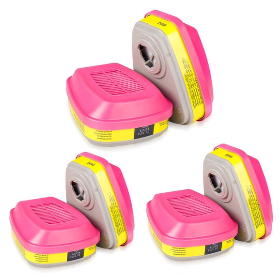 (3 Pair) 60923 Respirator Cartridge Filters, Helps Protect Against Organic Vapors, Acid Gases, Dust, Chemical and Particulates