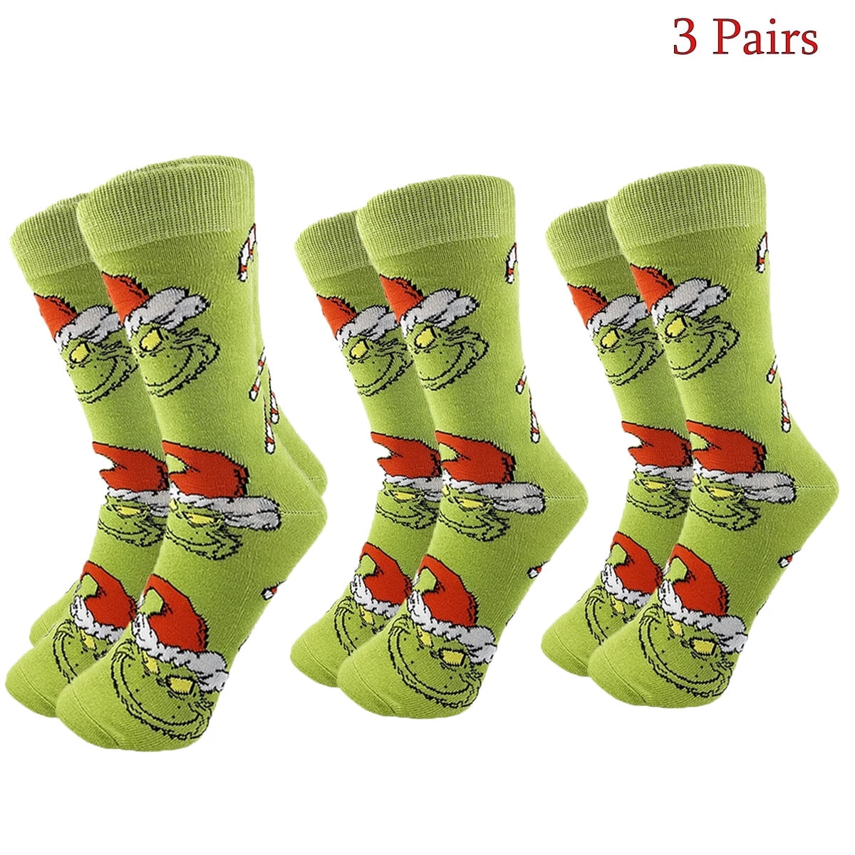 3 Pair Adult Cartoon Christmas Slipper Socks Grinch Thick Warm Sleeping ...