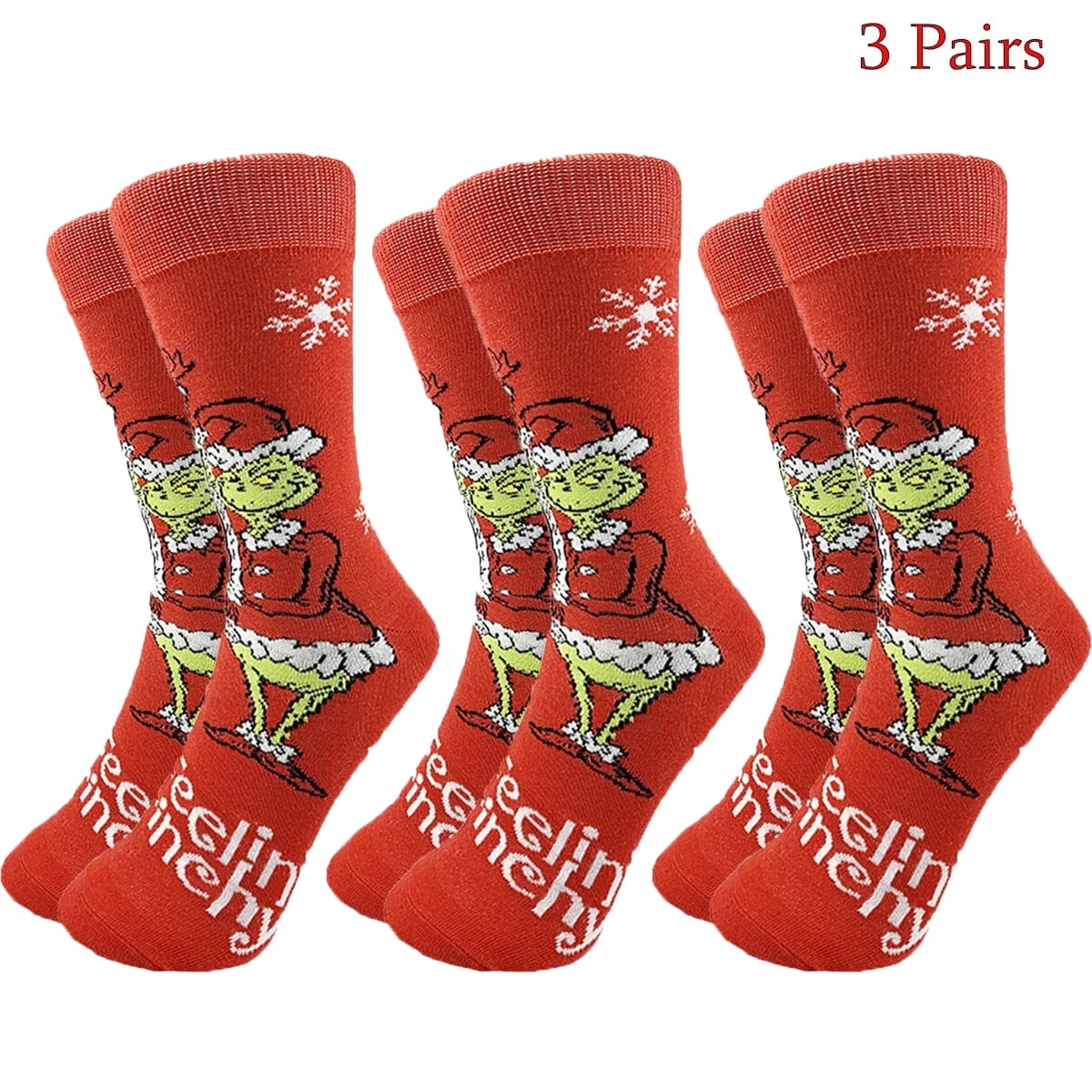 3 Pair Adult Cartoon Christmas Slipper Socks Grinch Thick Warm Sleeping