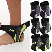 3 Pair Ankle Brace Compression Support Stabilizer for Adults, Ankle Support with Adjustable Wrap for Sports Training & Daily, Breathable Neoprene Sleeve Sports Brace, Lightweight - Green+Purple+Gray