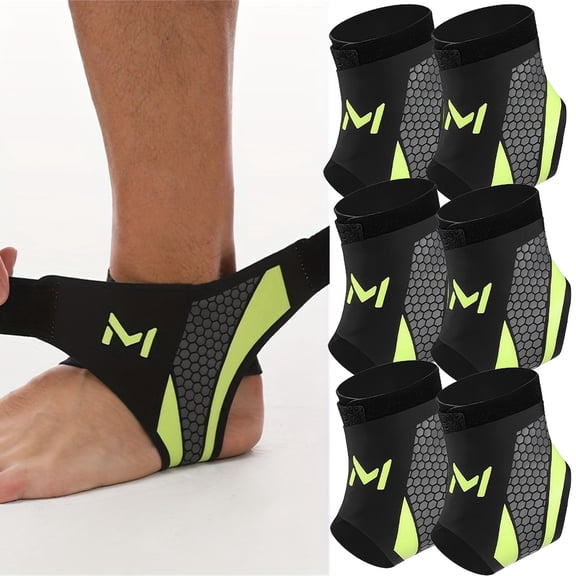 3 Pair Ankle Brace Compression Support Stabilizer for Men Women, Ankle Support with Adjustable Wrap for Sports Training & Daily Activity, Breathable Neoprene Sleeve Sports Brace, Lightweight - Green