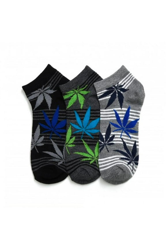 3 Pair Ankle Socks Cannabis Weed Leaf Boat Pot Crew Low Cut US 10 13 Mens Women