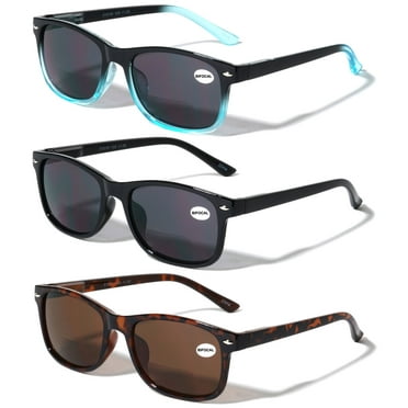 3 Pair Bifocal Sunglasses Readers For Men Women - Outdoor Bi-focal Reading Glasses UV400 Protection +1.50