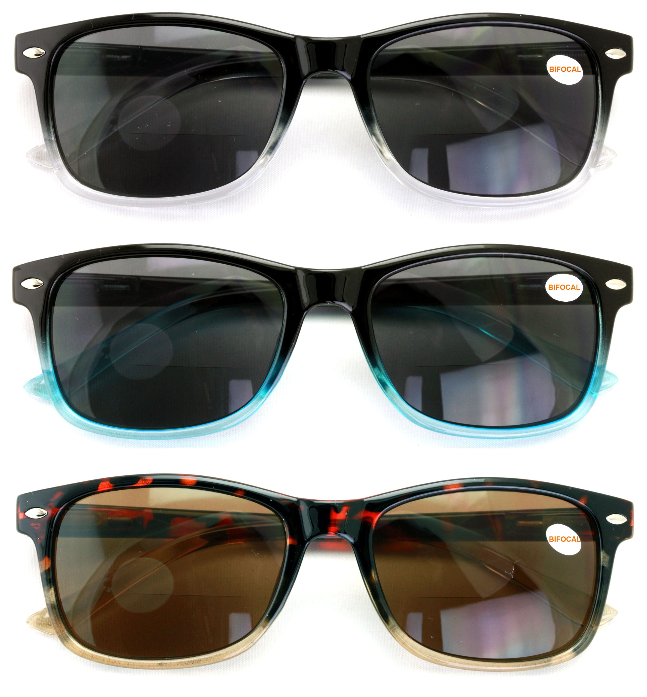 AllTopBargains 2 Polarized Reading Inner Bifocal Sunglasses Mens Womens UV Fishing Black +200, adult Unisex, Size: 5