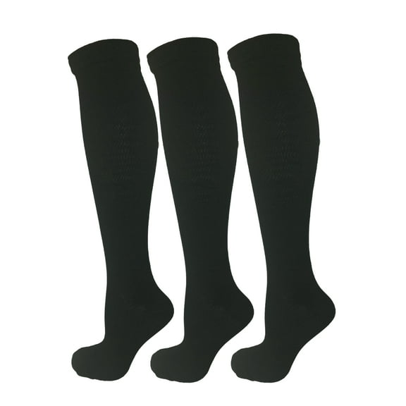 3 Pair Black Small/Medium Graduated Compression Socks, Moderate/Medium Compression 15-20 mmHg. Running, Nurses, Travel & Flight Knee-High Socks.