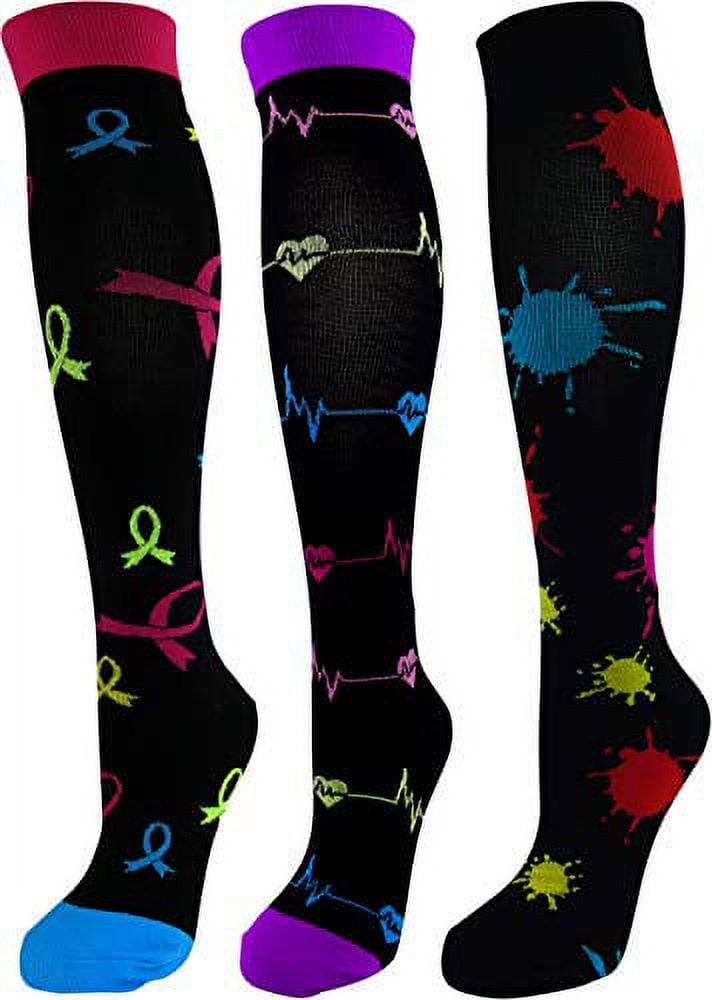 Walmart 3 Pair Colorful Graduated Compression Socks 15-20 mmHg ...