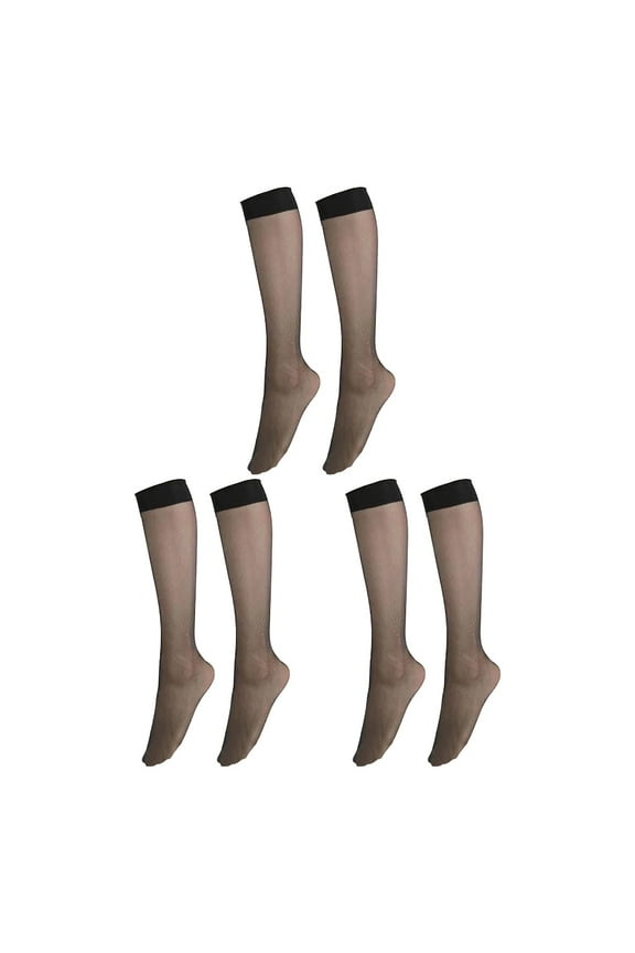 3 Pair Compression Stockings for Women Cotton Fleece Thigh High Opaque Warm Fall Fashion Cozy Socks Black