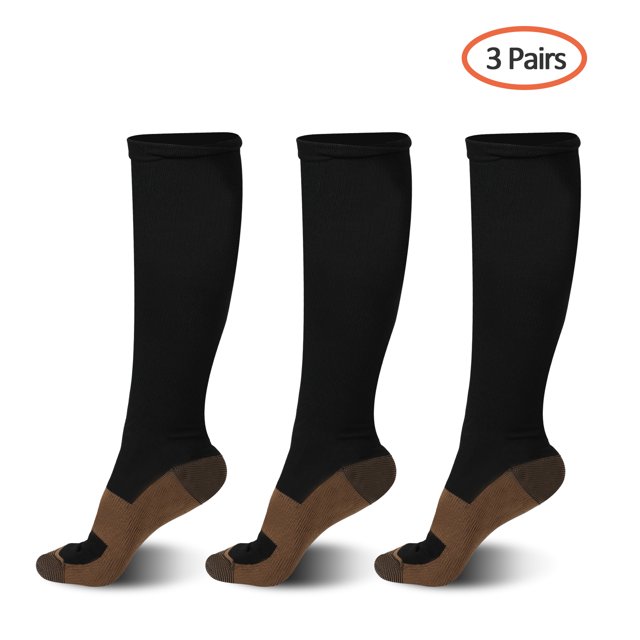 3 Pair Copper Knee High Compression Socks for Men & Women,1520mmHg,for Running,Athletic,Medical