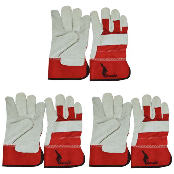 Paknada Cow Split Leather Single Palm Work Gloves, Durable Construction Safety Gloves