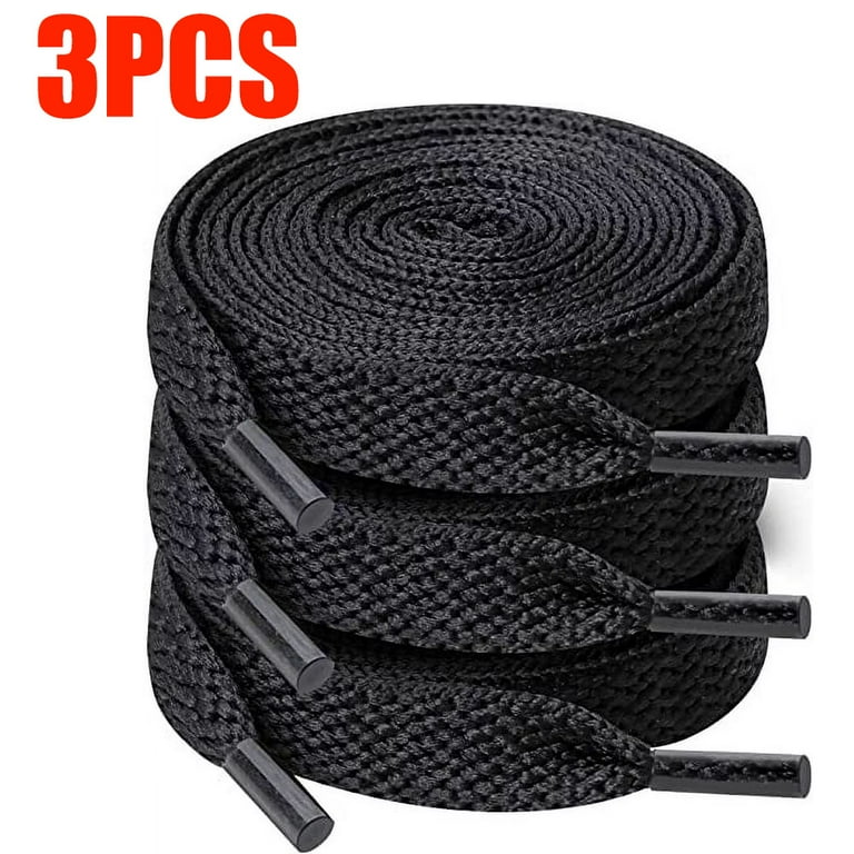 3 Pair Flat Shoe Laces 5 16 Wide Shoelaces for Athletic Running Sneakers Shoes Boot Strings Black