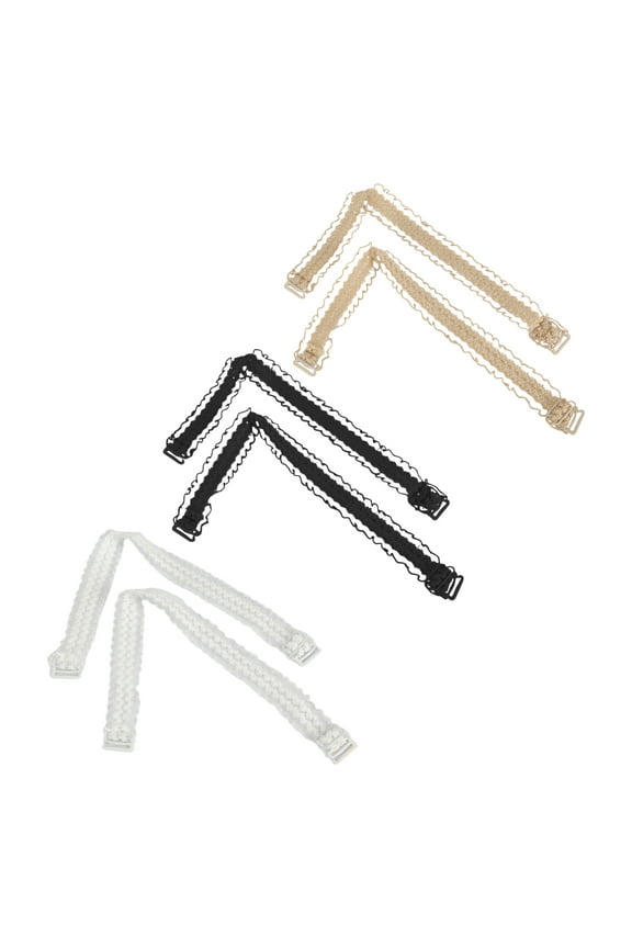 3 Pair Lace Shoulder Straps Adjustable Shoulder Belt Elastic Female Bra Straps Black Skin Color White