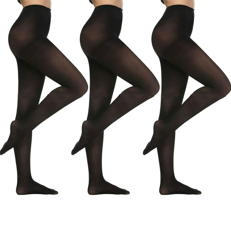 3 Pair Ladies Black Winter Tights Stockings Footed Dance Pantyhose One Size  Fits