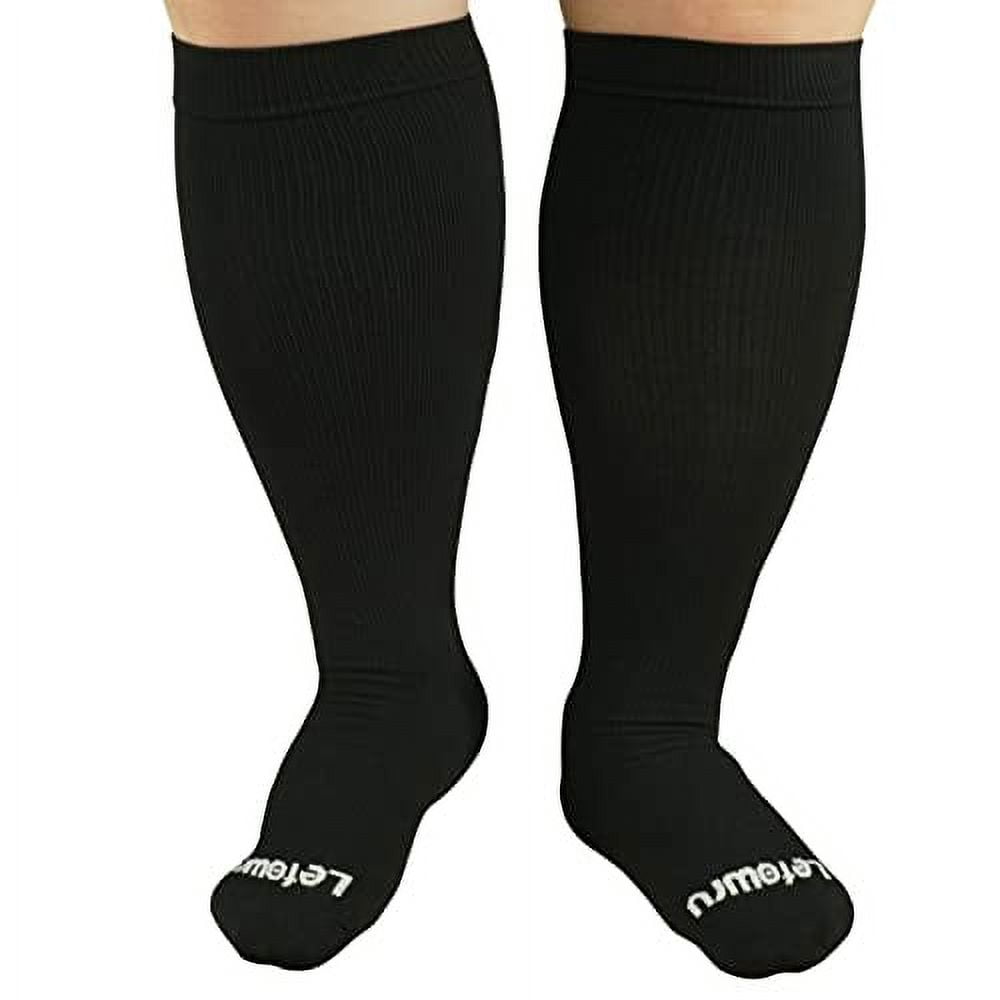 3 Pair Medical Plus Size Compression Socks Extra Wide Calf for Women para  Varices 20-30 mmHg Knee High Circulation for Diabetic Nurse Yard and