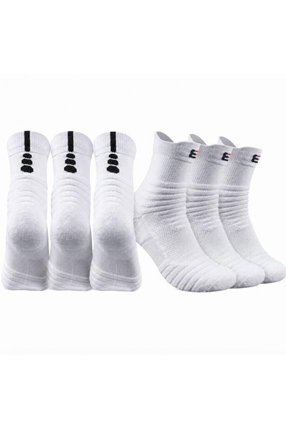 3 Pair Men’s Cotton Sports Socks, Mid Crew Athletic Training Socks, TIKA