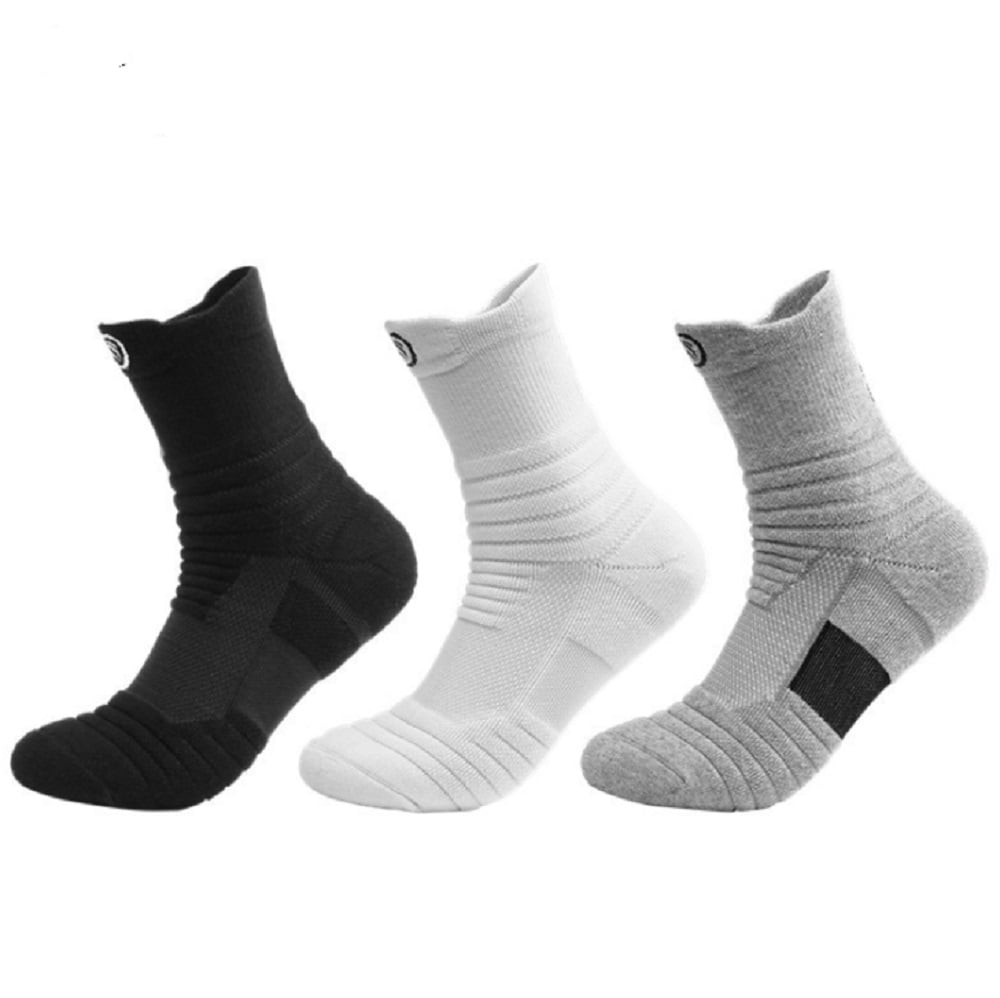 3Pair Men's Cotton Sports Compression Socks MidCrew Athletic Training Socks for Enhanced
