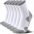 thumbnail image 1 of 3-Pair Men's Quarter Crew Socks Size 9-12 - Arch Support Hiking Socks: Moisture-Wicking Terry Footbed, Breathable Cotton Blend Black/Grey/White Socks, 1 of 6