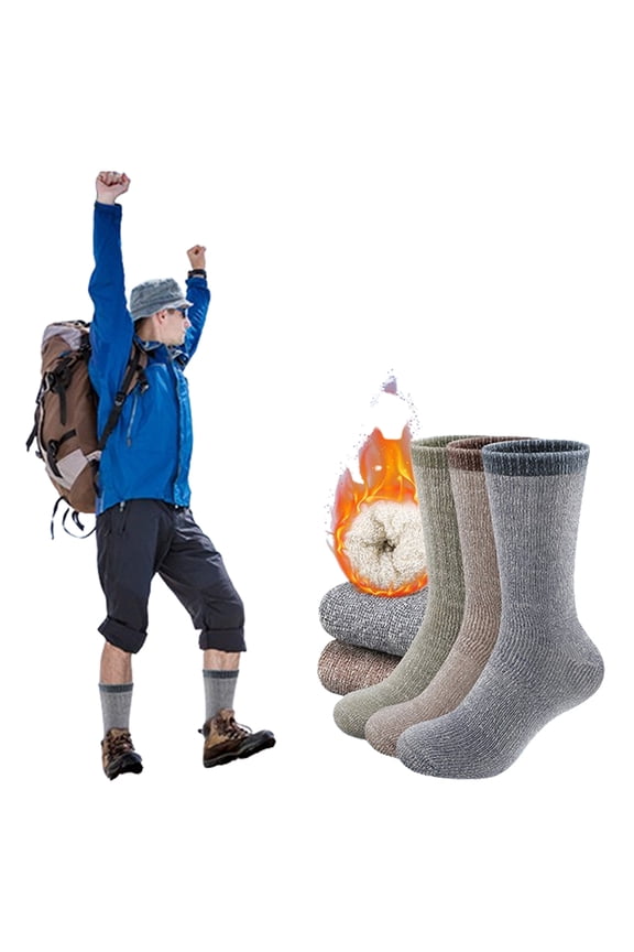 3-Pair Merino Wool Thermal Socks for Men, Reinforced Heel & Toe with Arch Support, Ultra Warm & Breathable Winter Boot Socks ,Soft and Comfortable,for Hiking, Hunting, Camping (Size 6-13)