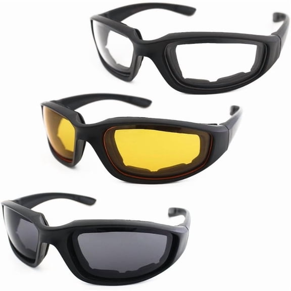 3 Pair Motorcycle Riding Glasses Padding Goggles UV Protection Dustproof Windproof Motorcycle Sunglasses for Outdoor Actives