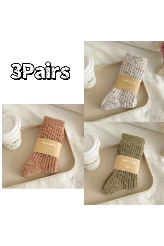 3-Pair Pack of Women's Nordic Wool Ankle Socks - Warm Mid-Calf Winter Socks, Polka Dot Pattern, Soft and Durable, Hand Washable, Suitable for Casual or Formal Occasions.