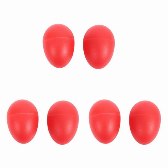 3 Pair Plastic Percussion Musical Egg Maracas Shakers Red