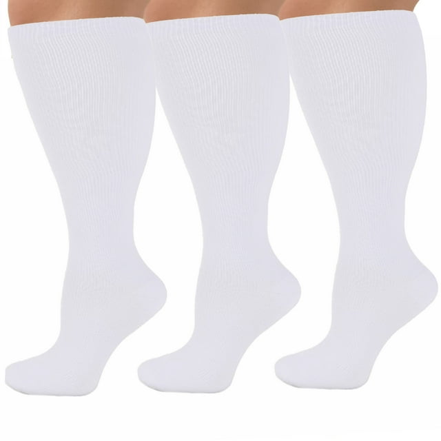 3 Pair Plus Size Compression Socks for Women & Men, 20-30 mmHg Extra