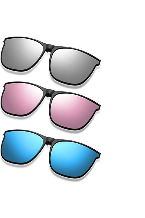 3 Pair Polarized Clip on Sunglasses Anti-glare TR90 Frame Flip Up Driving Clip on Glasses for Women and Men
