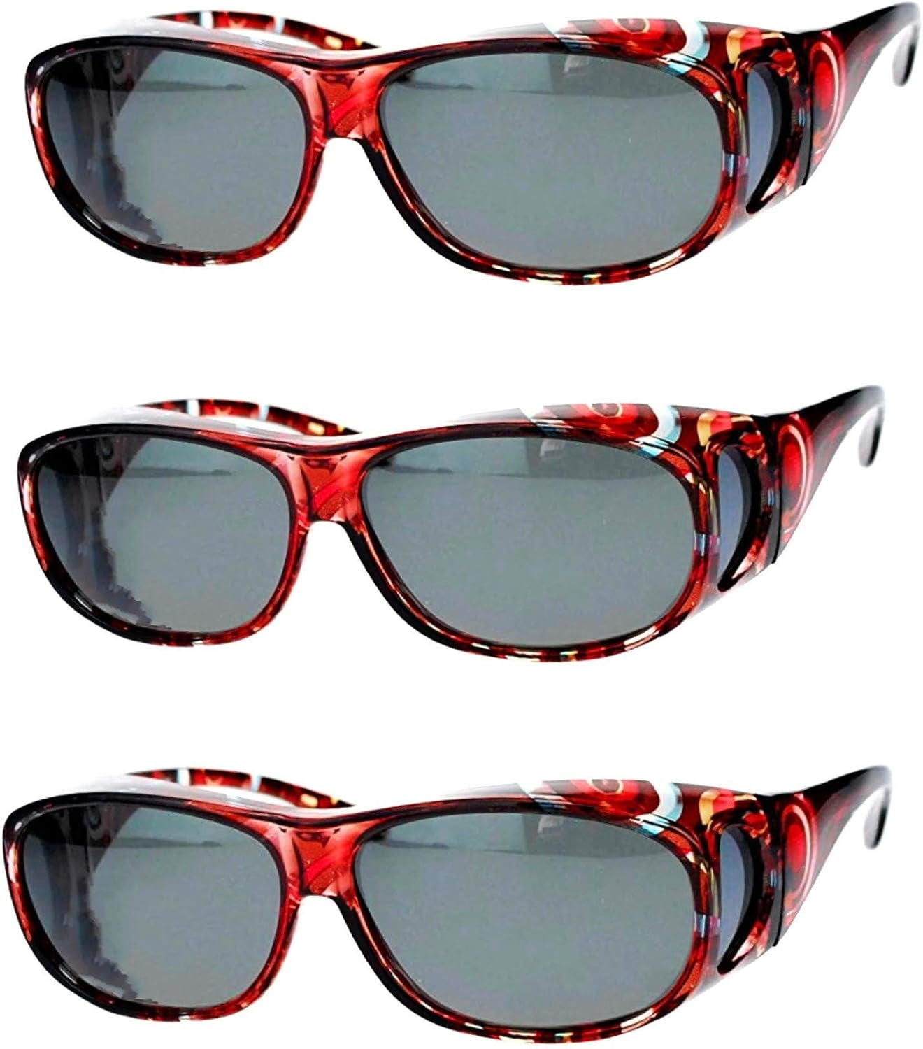 3 Pair Polarized Oval Rectangular Goggles Fit Over Wear Over Reading ...