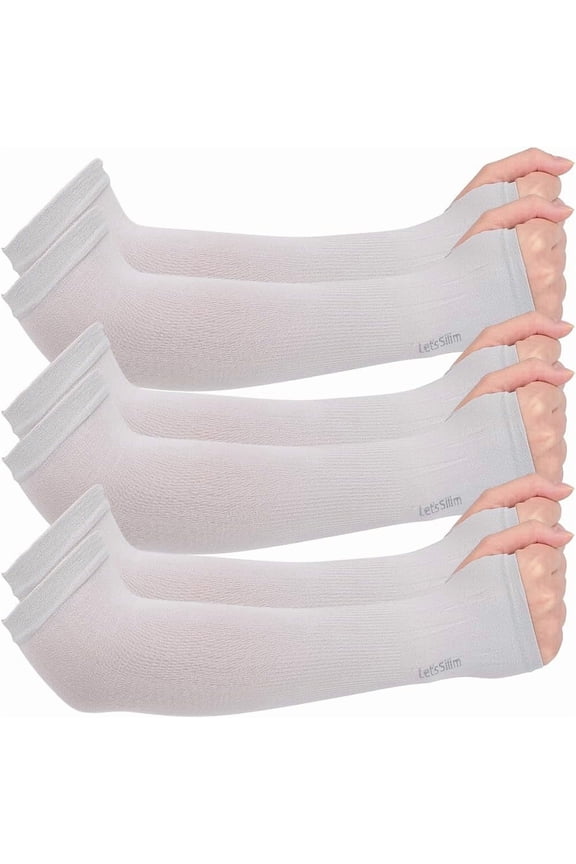 3 Pair Polyester Ice Silk Sleeves Sun Protection Sleeve Light Grey 308x90x1.5mm