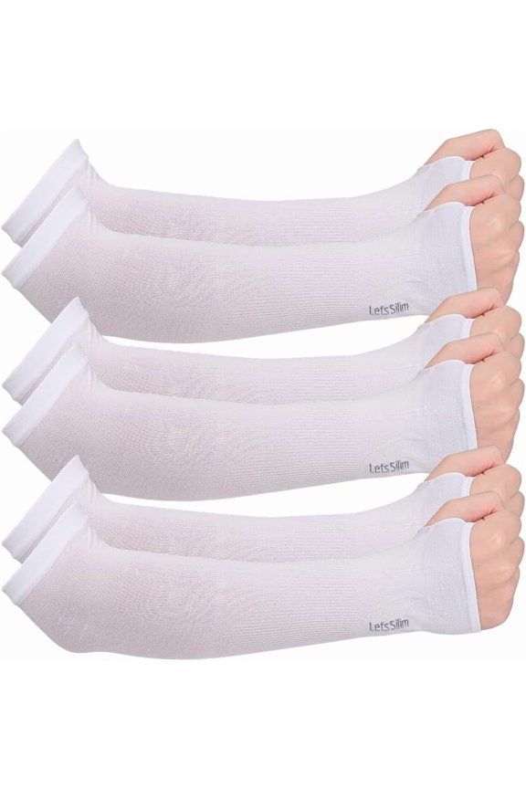 3 Pair Polyester Ice Silk Sleeves Sun Protection Sleeve White 308x90x1.5mm