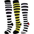 thumbnail image 1 of 3 Pair Premium Colorful Moderate Graduated Compression Socks 15-20 mmHg. Knee-High Mens & Womens Multi-Color Style Wide Stripe. Large/X-Large, 1 of 7