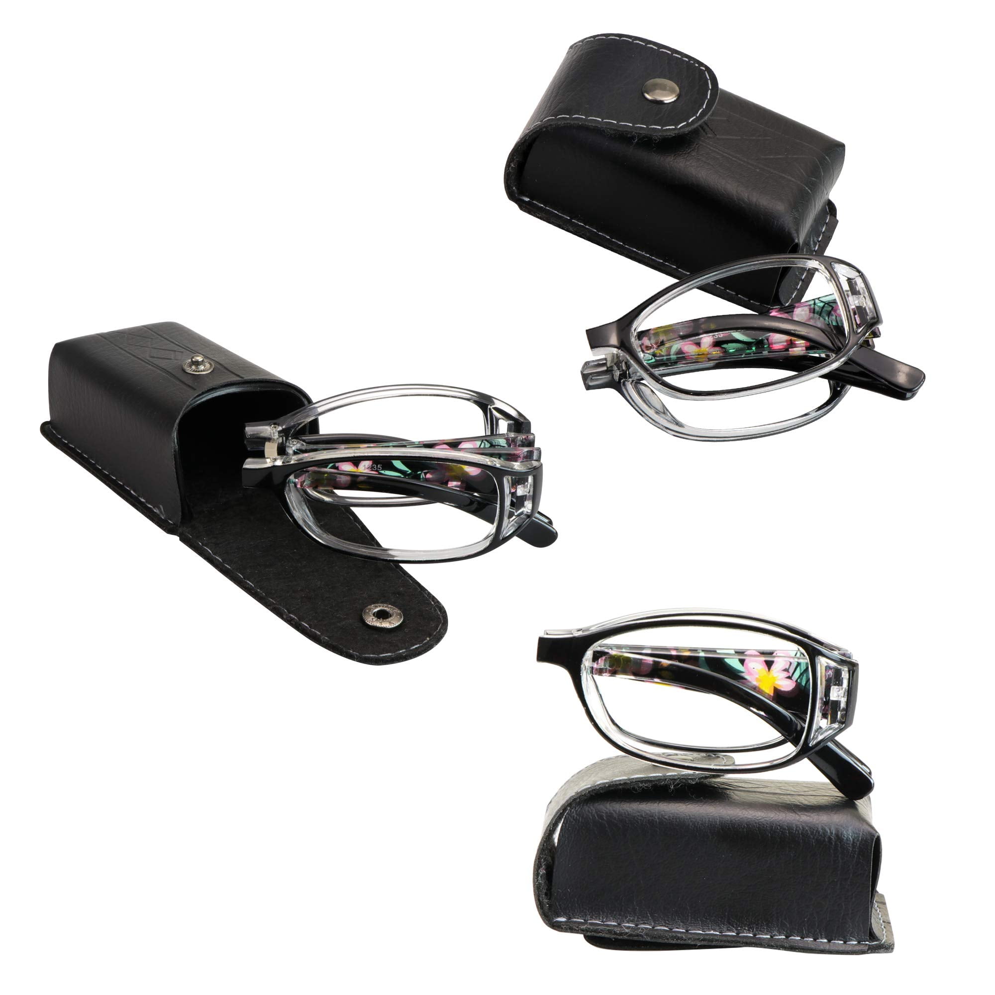 3 Pair Reading Glasses Foldable Readers with Blue Light Blocking lens Compact Folding Glasses for Women Reading Case Included Purple 2.50