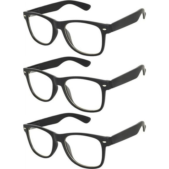 3 Pair Retro Nerd Costume Glasses-Black Hipster Eyeglasses with Clear Lenses- Square Frame Clear Glasses FREE SHIPPING