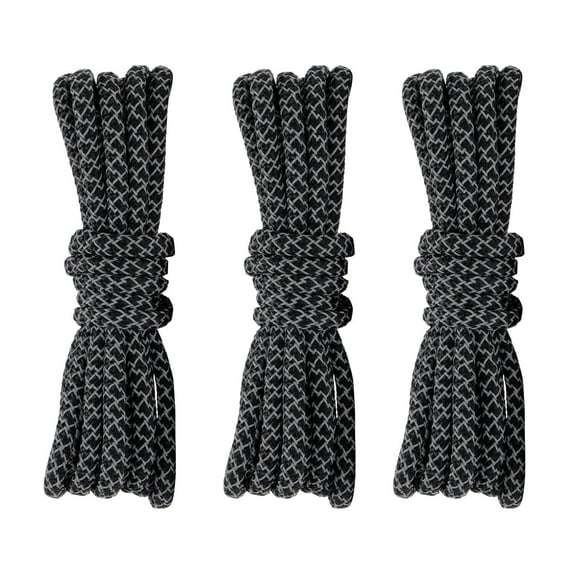 3 Pair Round Reflective Rope Shoelaces Replacement Boot laces for Sneakers Boots