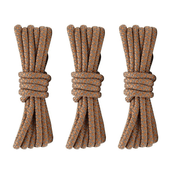 3 Pair Round Reflective Rope Shoelaces Replacement Boot laces for Sneakers Boots