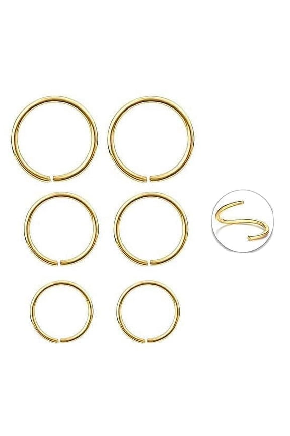 Hoop Nose Rings, 14K Gold Filled, 9-10-11 mm, 20 GA, 3 Pairs