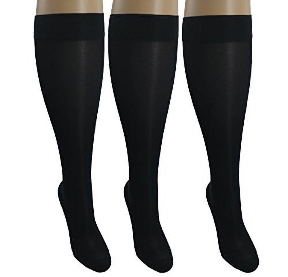 3 Pair Sheer Black Large/X-Large Ladies Compression Socks, Moderate ...