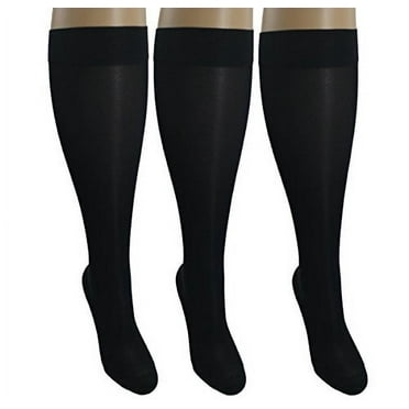 3 Pair Sheer Black Small/Medium Ladies Compression Socks, Moderate/Medium Graduated Compression 15-20 mmHg. Therapeutic, Occupational, Travel & Flight Knee-High Hosiery.