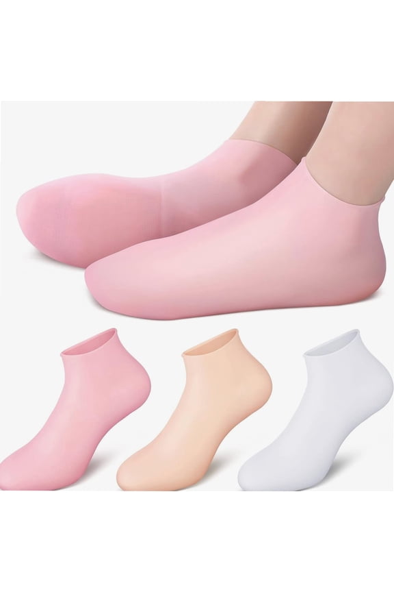 3 Pair Silicone Socks Silicone Gel Sock Silicone Moisturizing Sock Silicone Heel Sock Moisturising Soc Toe Sock for Repairing Dry Feet Cracked Heel and Softening Rough Skin (L)